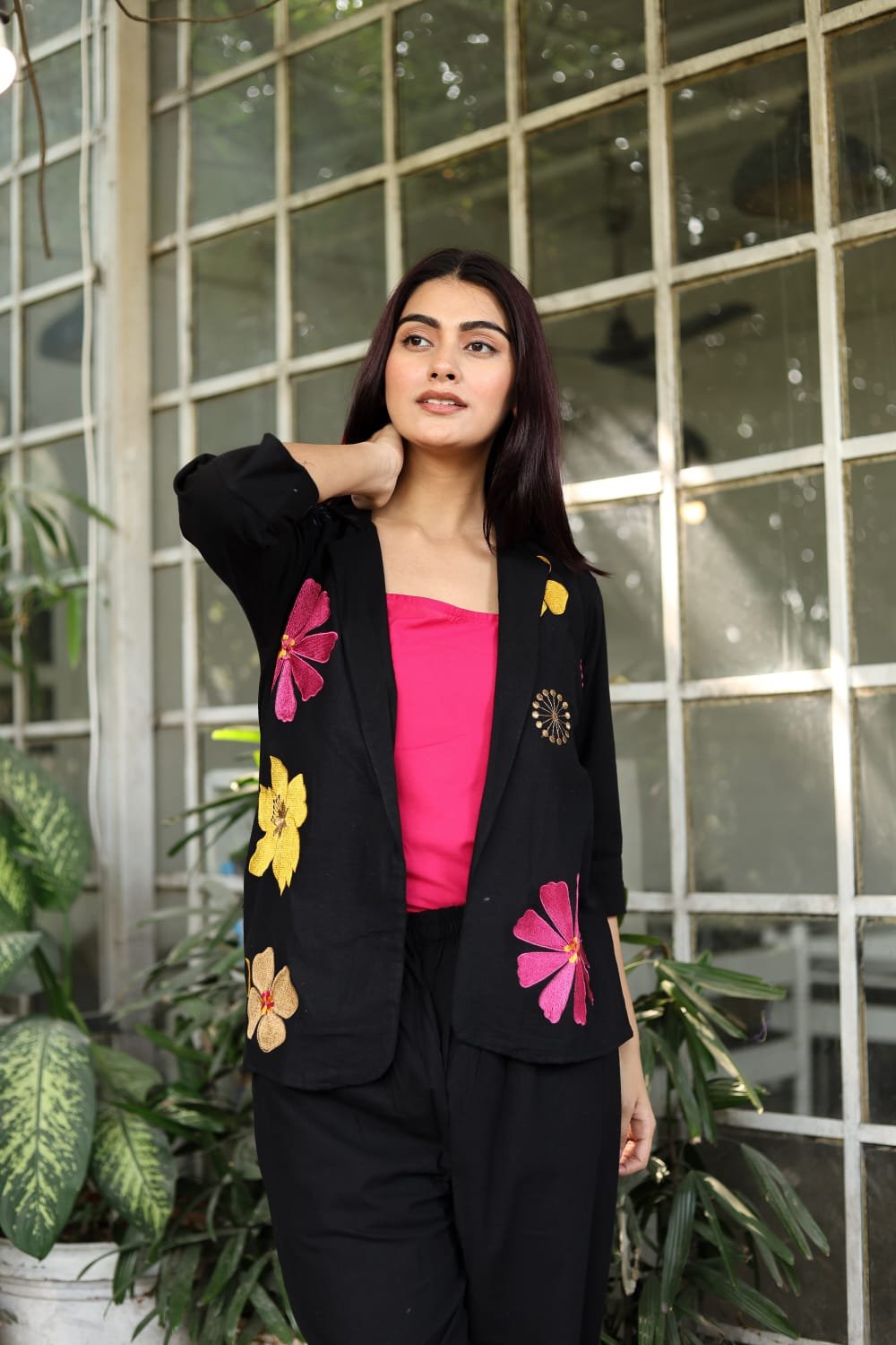 Vibrant Three-Piece Embroidered Cotton Ensemble